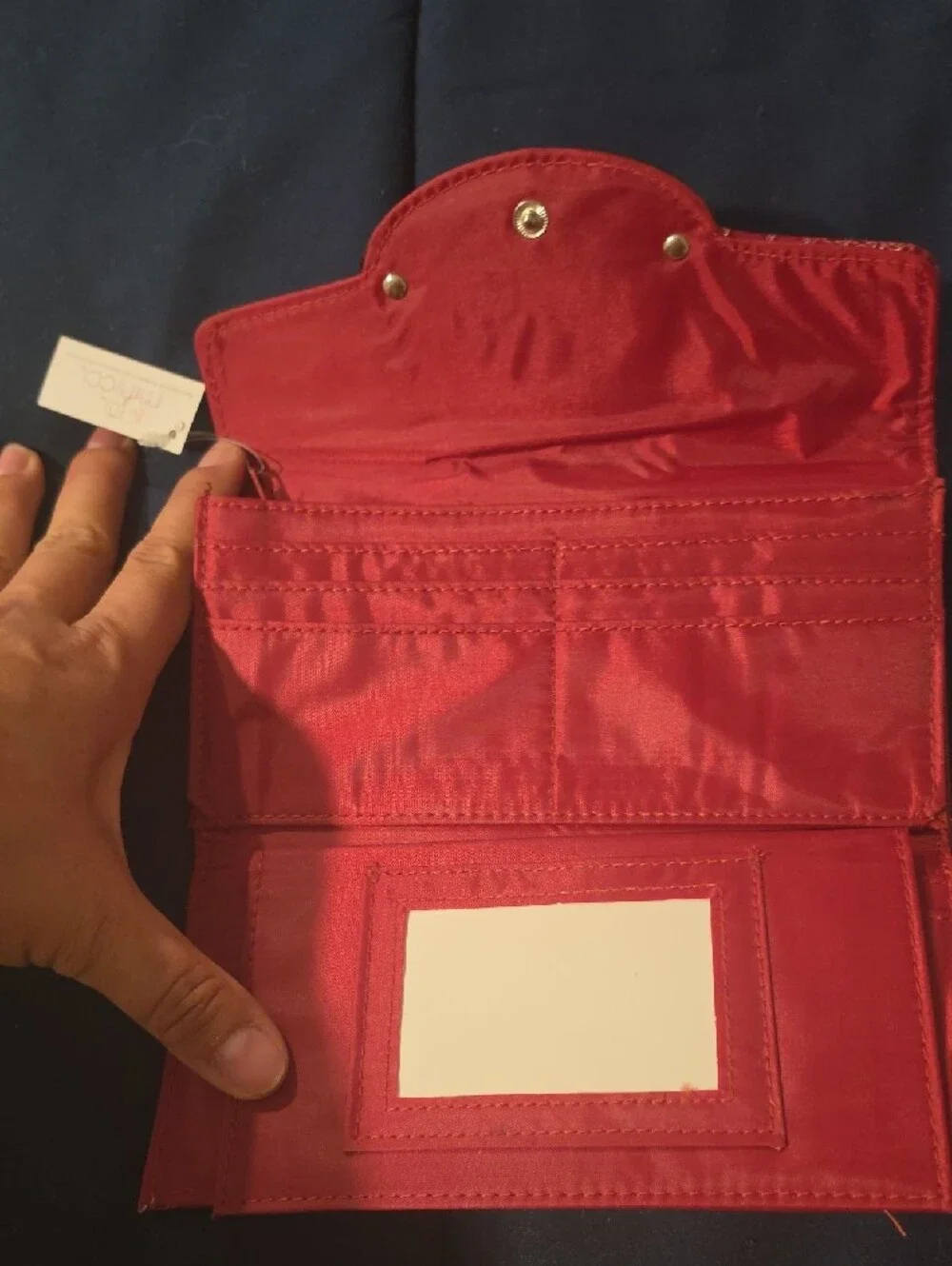 Red Croc-Embossed Clutch Wallet with Silver Accent